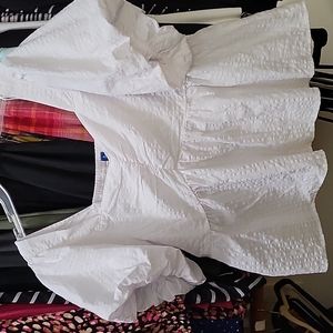 Pouf sleeve smock back peplum top